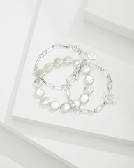 Tommy Bahama | Sanibel Island Link & Pearl Bracelet Set / Silver