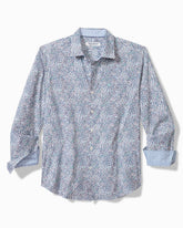 Tommy Bahama | Big & Tall Sarasota Stretch Blue Flora IslandZone® Shirt / Glass Bead Blue