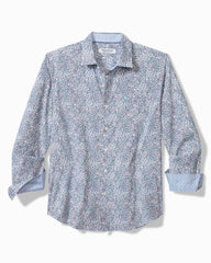 Tommy Bahama | Big & Tall Sarasota Stretch Blue Flora IslandZone® Shirt / Glass Bead Blue