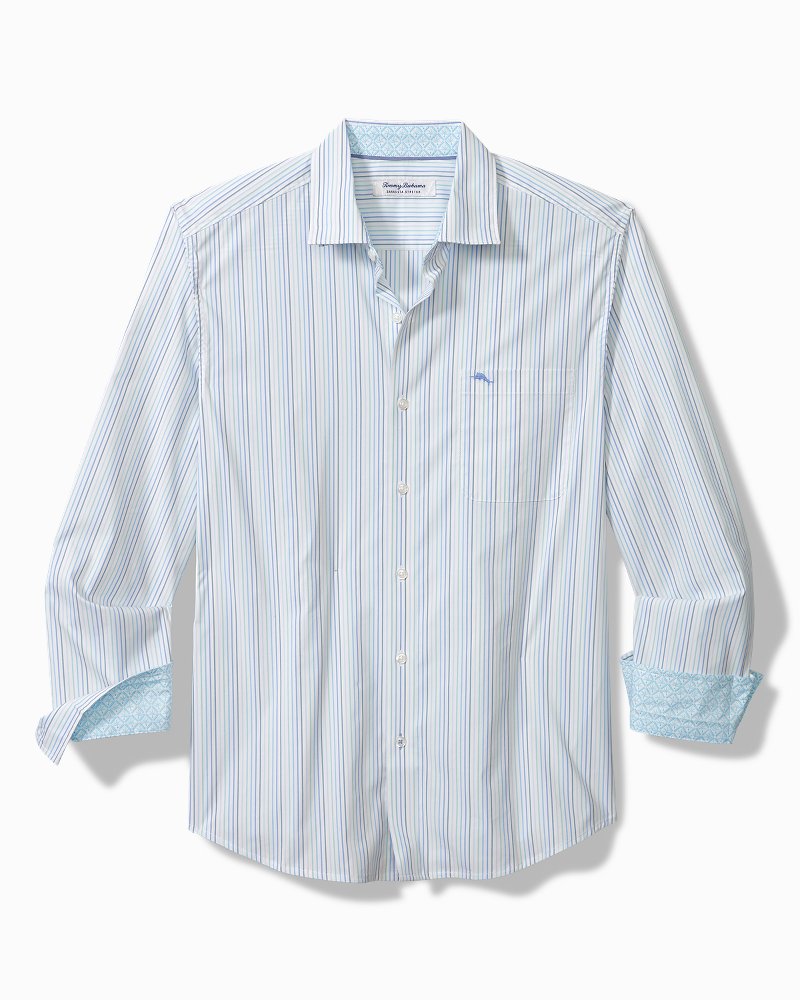 Tommy Bahama | Big & Tall Sarasota Stretch Marina Stripe IslandZone® Shirt / Seven Seas