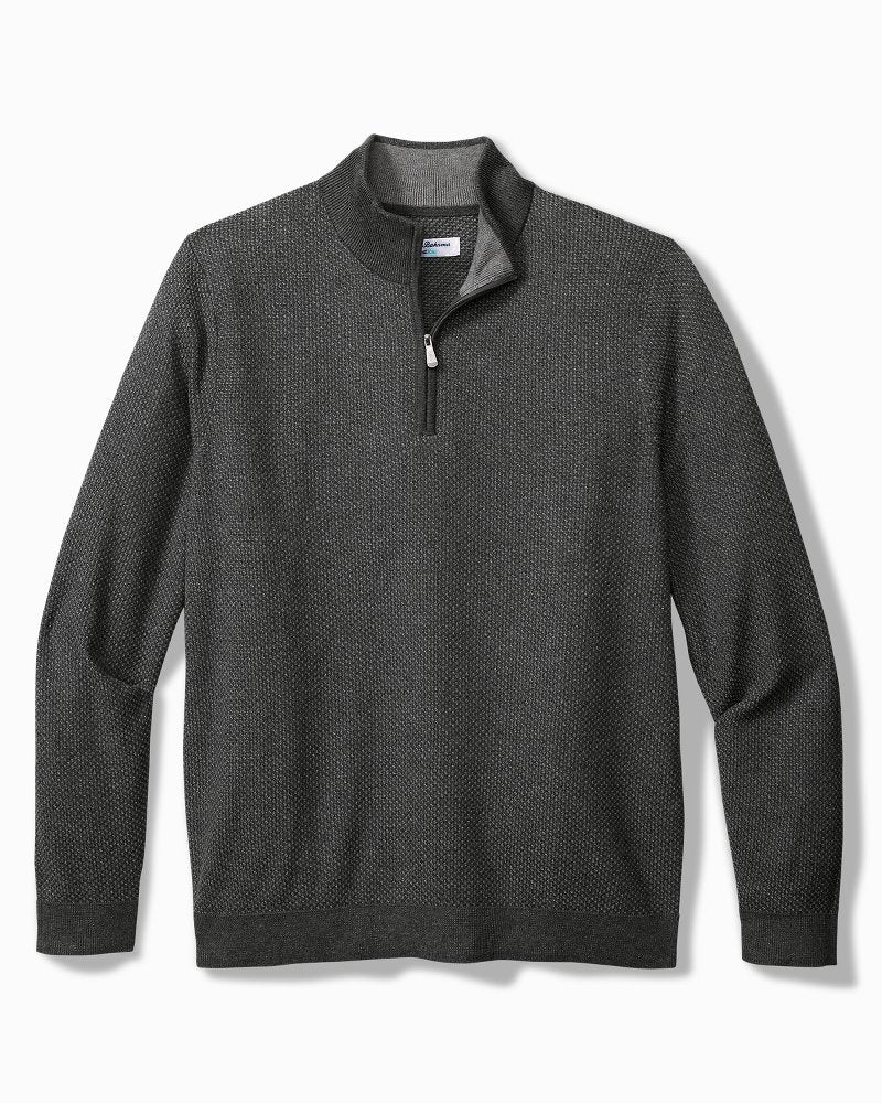 Tommy Bahama | Big & Tall Coolside Legend Half-Zip IslandZone® Sweater / Grey Mist