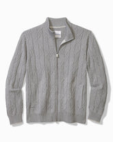Tommy Bahama | Big & Tall Capital Cable Full-Zip Cardigan / Grey Heather