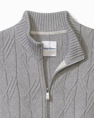 Tommy Bahama | Big & Tall Capital Cable Full-Zip Cardigan / Grey Heather