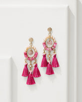 Tommy Bahama | Tropical Blooms Tassel Shell Statement Earrings / Fuchsia