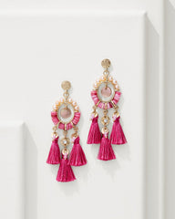 Tommy Bahama | Tropical Blooms Tassel Shell Statement Earrings / Fuchsia