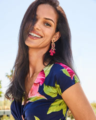 Tommy Bahama | Tropical Blooms Tassel Shell Statement Earrings / Fuchsia
