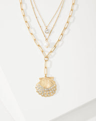 Tommy Bahama | Sanibel Island Layered Shell Pendant Necklace / Gold