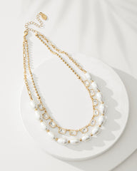 Tommy Bahama | Tidal Treasure Baroque Pearl and Stone Layered Necklace / Gold