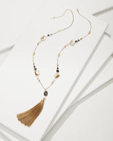 Tommy Bahama | Indigo Shore Mixed Materials Tassel Necklace / Gold