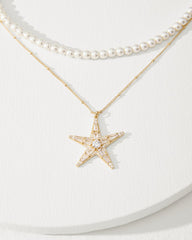 Tommy Bahama | Moments in Paradise Star Layered Pearl Necklace / Gold