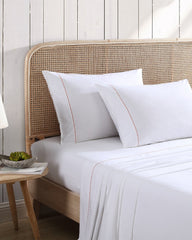 Tommy Bahama | Solid 4-Piece King Sheet Set - Orange / Orange Flame/White
