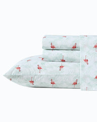 Tommy Bahama | Flamingo Santa 4-Piece Queen Sheet Set / Red/Green