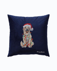 Tommy Bahama | Holiday Retriever Velvet Decorative Pillow / Navy