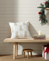 Tommy Bahama | Golden Pineapples Embroidered Decorative Pillow / Gold