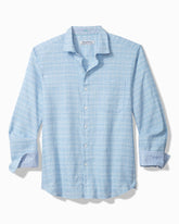 Tommy Bahama | Barbados Breeze Playa Plaid Stretch-Linen Long-Sleeve Shirt / Aqua Ice