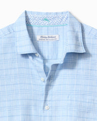 Tommy Bahama | Barbados Breeze Playa Plaid Stretch-Linen Long-Sleeve Shirt / Aqua Ice