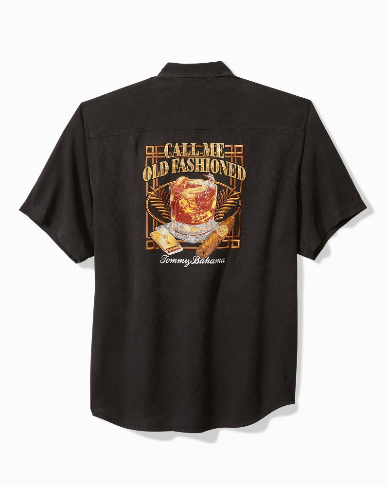 Tommy Bahama | Call Me Old Fashioned Silk Camp Shirt / Black