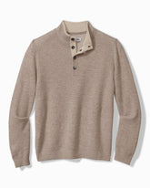Tommy Bahama | Soft Sands Cashmere Button-Mock Sweater / Taupe Heather