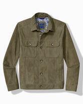 Tommy Bahama | Pine Lake Suede Trucker Jacket / Beetle Green