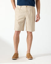 Tommy Bahama | Latigo Beach Linen-Blend Pleated 10-Inch Shorts / Stone Khaki