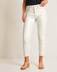 Tommy Bahama | Metallic High-Rise Ankle Jeans / White
