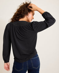 Tommy Bahama | Kauai Long-Sleeve Smocked Top / Black