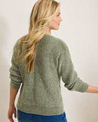 Tommy Bahama | Island Luna Chenille Shell Stitch Boat-Neck Sweater / Seagrass
