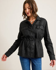 Tommy Bahama | Two Palms Linen Raw-Edge Utility Jacket / Black
