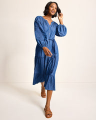 Tommy Bahama | Indigo Cove Embroidered Midi Dress / Dark Sky Wash