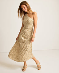 Tommy Bahama | Playa Python Maxi One-Shoulder Dress / Travertine
