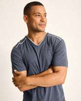 Tommy Bahama | Jersey Short-Sleeve V-Neck T-Shirt / Heathered Blue