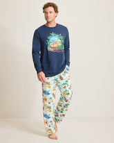 Tommy Bahama | Holiday Santa Long Sleeve & Pants Pajama Set / Aqua Ice