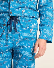 Tommy Bahama | Woven Long Sleeve & Pants Pajama Set / Slate Teal