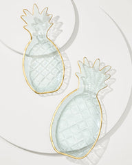 Tommy Bahama | Glass Pineapple Trays — Set of 2 / Clear