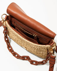 Tommy Bahama | Raffia & Leather Chain Crossbody / Multicolor