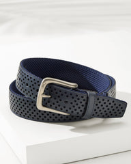 Tommy Bahama | Leather Mesh Cushion Performance Belt / Navy