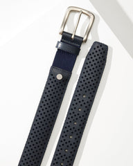 Tommy Bahama | Leather Mesh Cushion Performance Belt / Navy