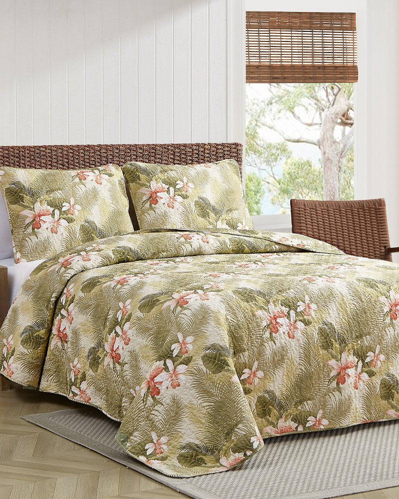 Tommy Bahama | Tropical Orchid 3-Piece King Quilt Set / Green