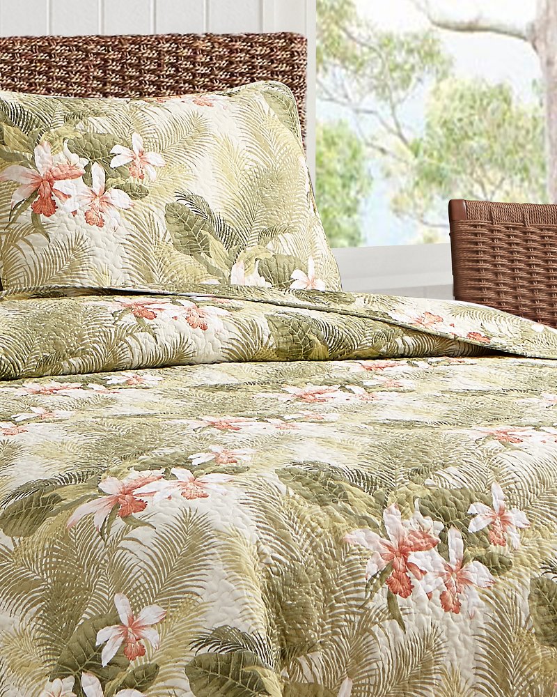 Tommy Bahama | Tropical Orchid 3-Piece King Quilt Set / Green