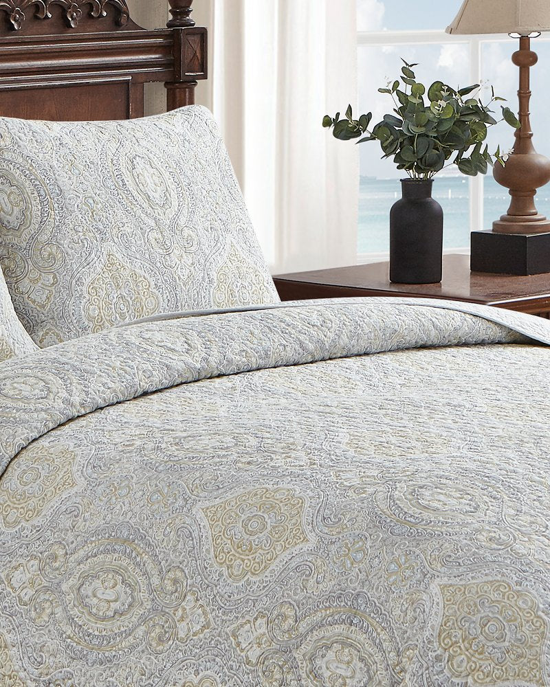 Tommy Bahama | Turtle Cove 3-Piece Full/Queen Quilt Set / Grey