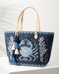 Tommy Bahama | Embroidered Fiesta Crab Tote / Blue