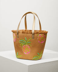 Tommy Bahama | Flamingo Pineapple Straw Tote / Natural Pink