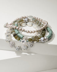 Tommy Bahama | Marco Island Beaded Stretch Bracelet Set / Silver