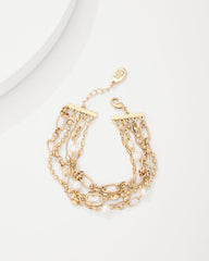 Tommy Bahama | Tidal Treasure Pearl and Chain Layered Bracelet / Gold