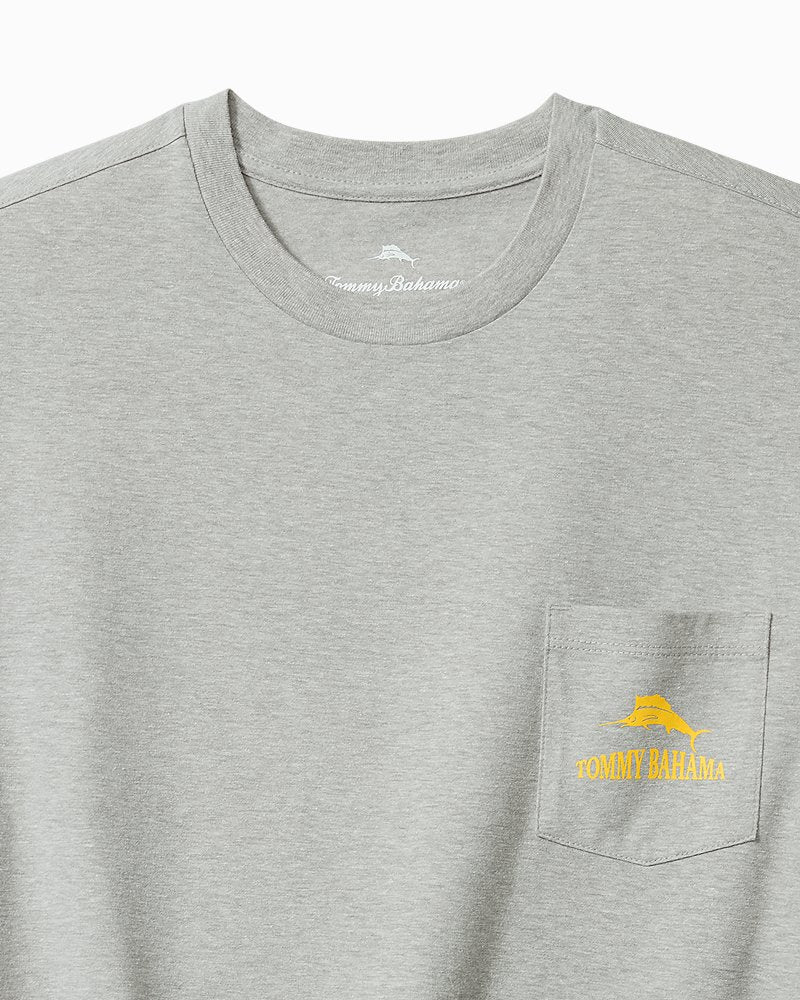 Tommy Bahama | Big & Tall Old Dog, Cue Tricks Graphic Pocket T-Shirt / Grey Heather