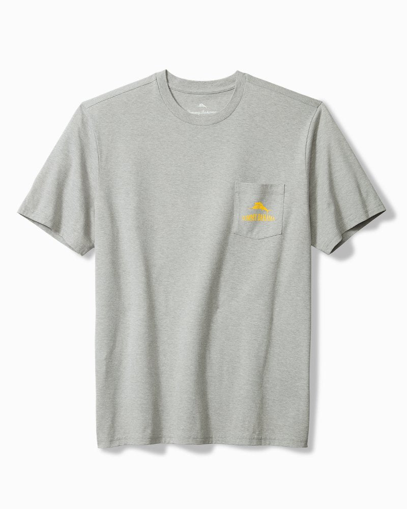 Tommy Bahama | Big & Tall Old Dog, Cue Tricks Graphic Pocket T-Shirt / Grey Heather