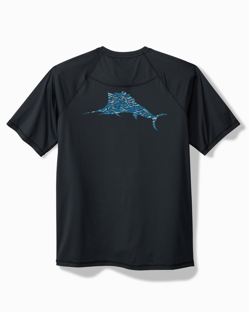 Tommy Bahama | Big & Tall Chill Time Surf IslandZone® Short-Sleeve Rash Guard / Jet Black
