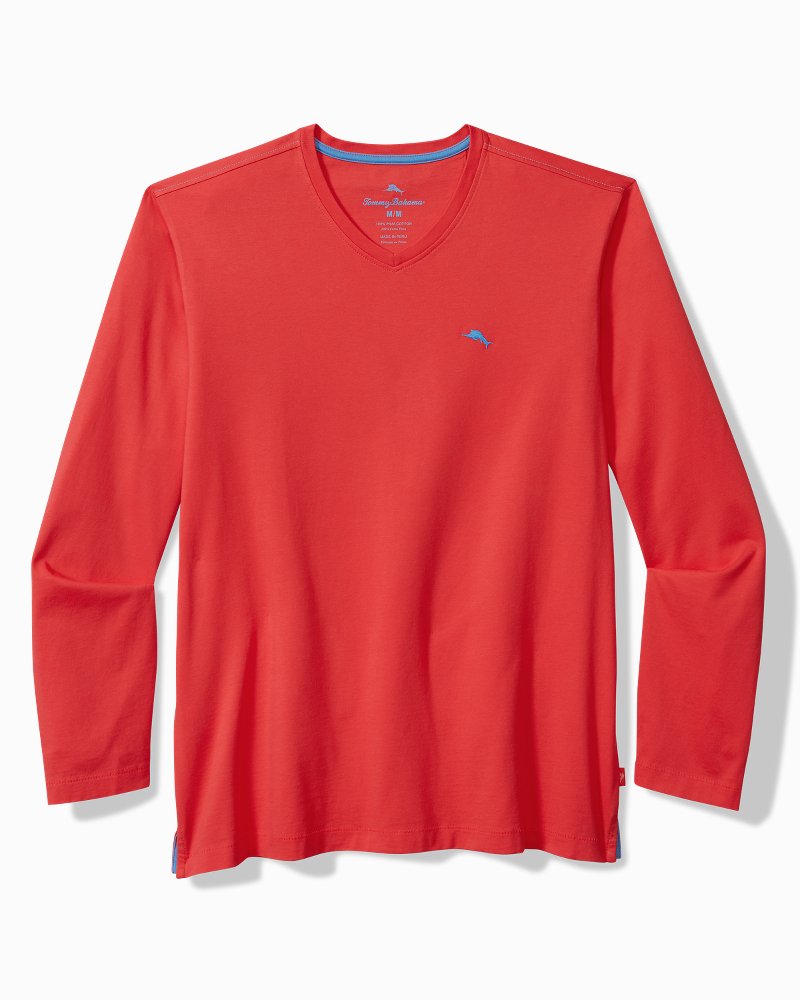 Tommy Bahama | Big & Tall Bali Skyline V-Neck Long-Sleeve T-Shirt / Zanzibar Red
