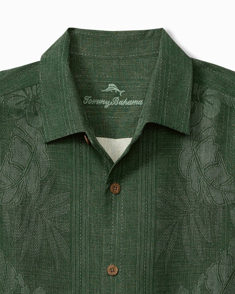Tommy Bahama | Big & Tall Bali Border Silk Camp Shirt / Emerald