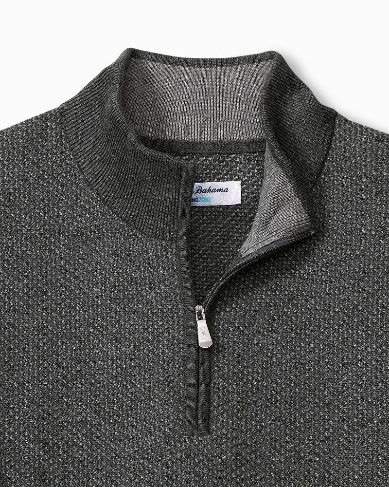 Tommy Bahama | Big & Tall Coolside Legend Half-Zip IslandZone® Sweater / Grey Mist